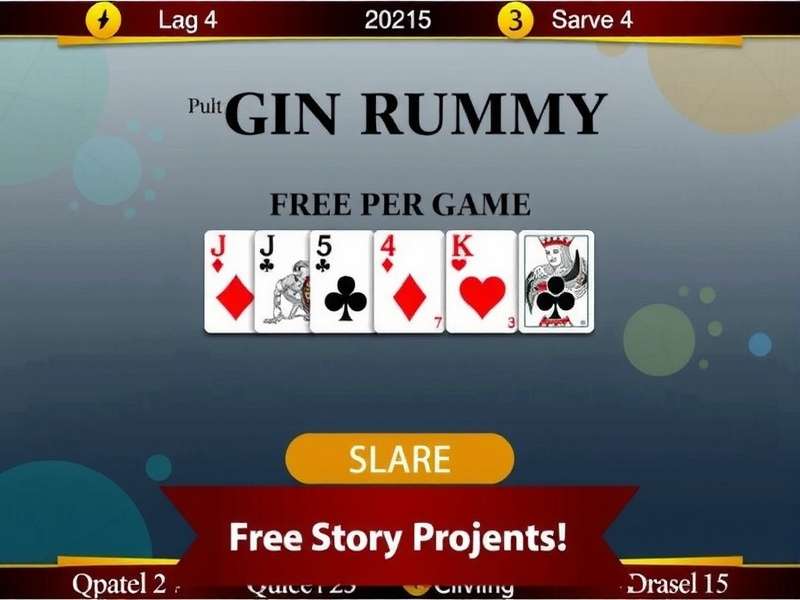 Hand holding playing cards with Gin Rummy game interface on a smartphone