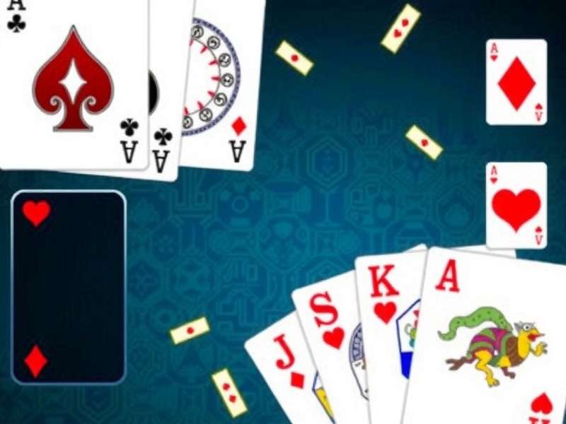 A vibrant online Gin Rummy table with digital cards, showcasing a game in progress.