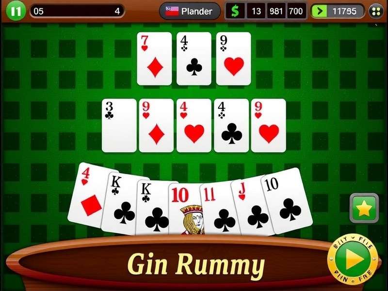 Gin Rummy card game being played online on a laptop and mobile phone in India