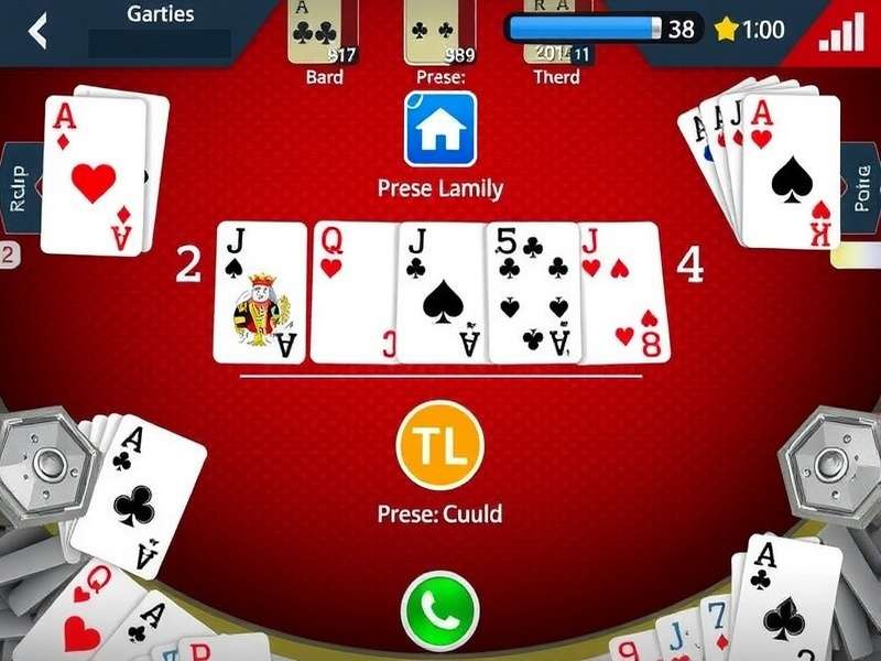 A hand holding Gin Rummy cards on a wooden table with a serene background