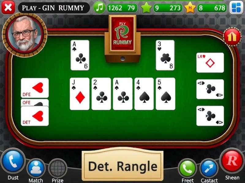Playok Gin Rummy platform interface showing cards and game table