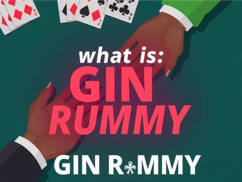 Gin Rummy card game layout with cards and chips on a green felt table