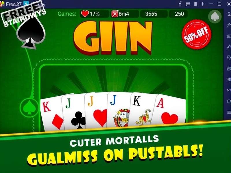 Gin Rummy game interface on a Windows 10 laptop with Indian-themed card backs
