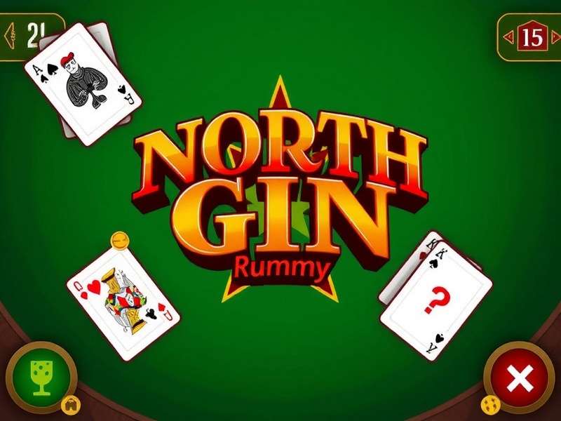 North Star Gin Rummy card game table setup with Indian themed cards and chips